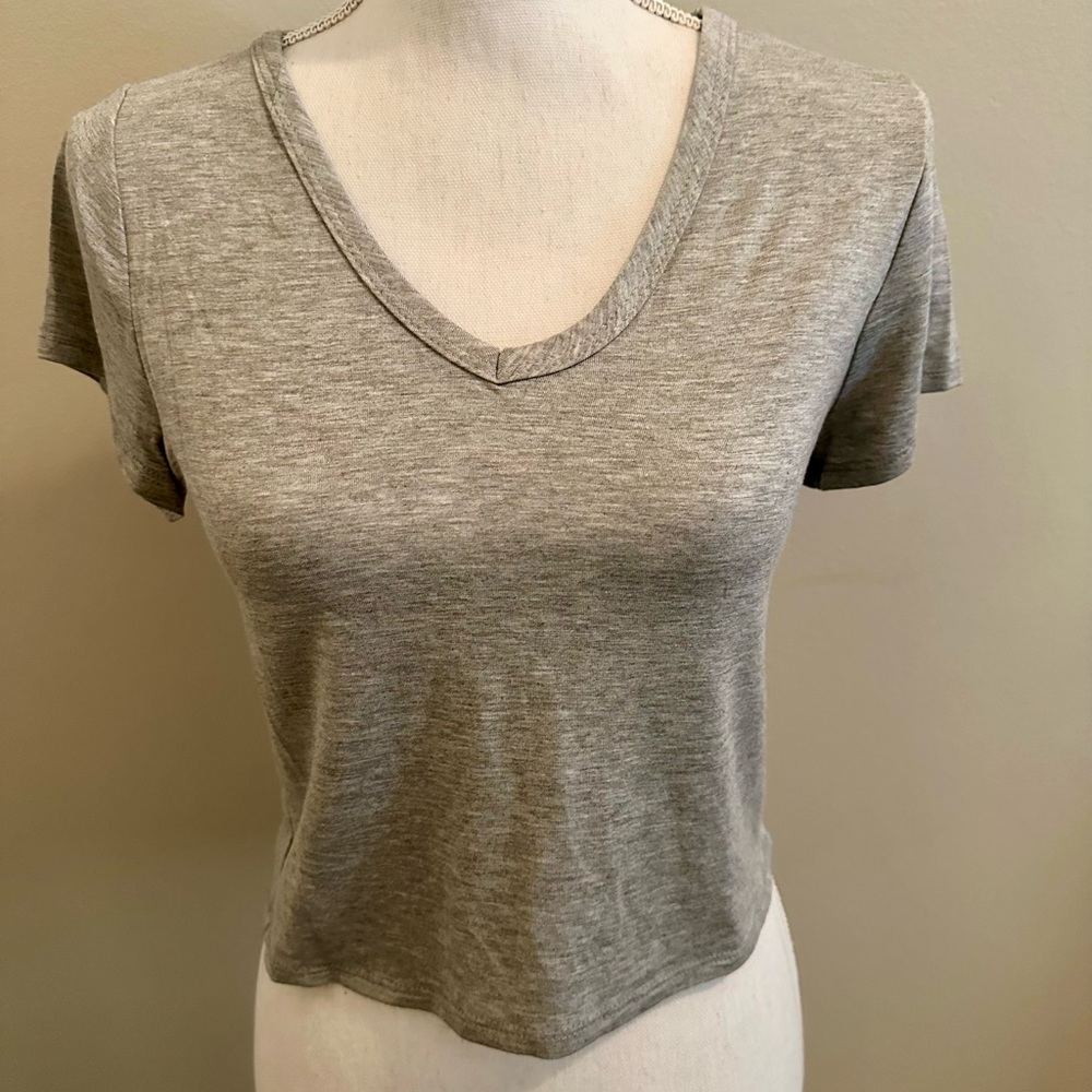 Gray Women's V-Neck Top